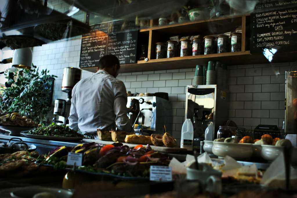 workers in a restaurant kitchen